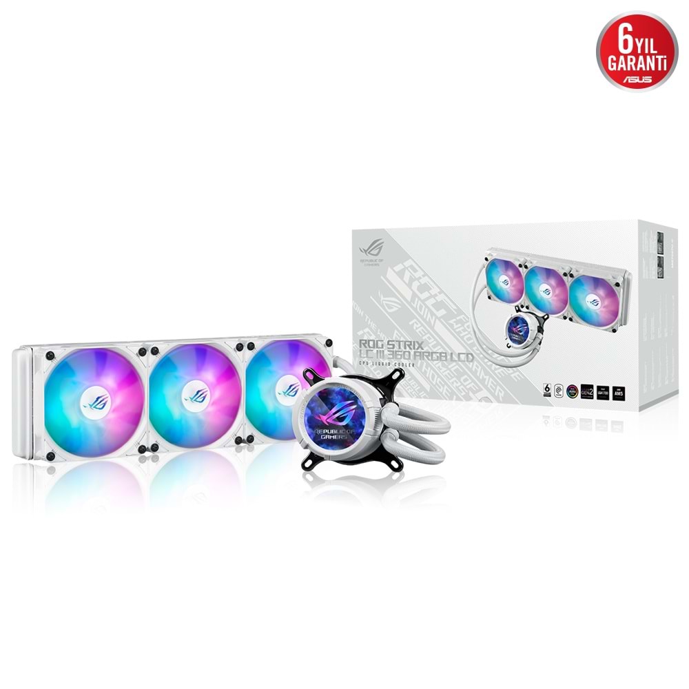 ASUS 360mm ROG STRIX LC III 360 ARGB LCD WHITE AM5-1851p Sıvı Soğutmalı İşlemci Fanı / 90RC00W2-M0UAY0