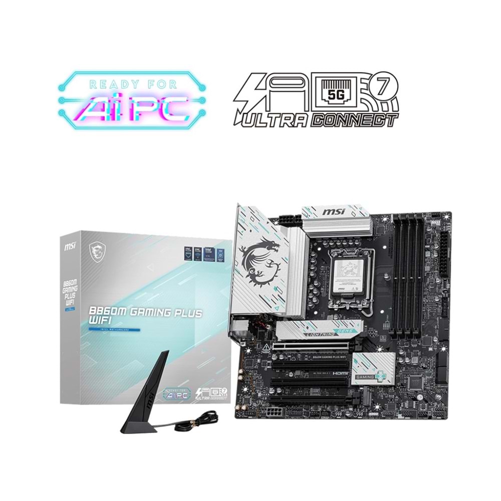 MSI B860M GAMING PLUS WIFI7 DDR5 HDMI-DP TYPEC PCIE 5.0 1851p mATX