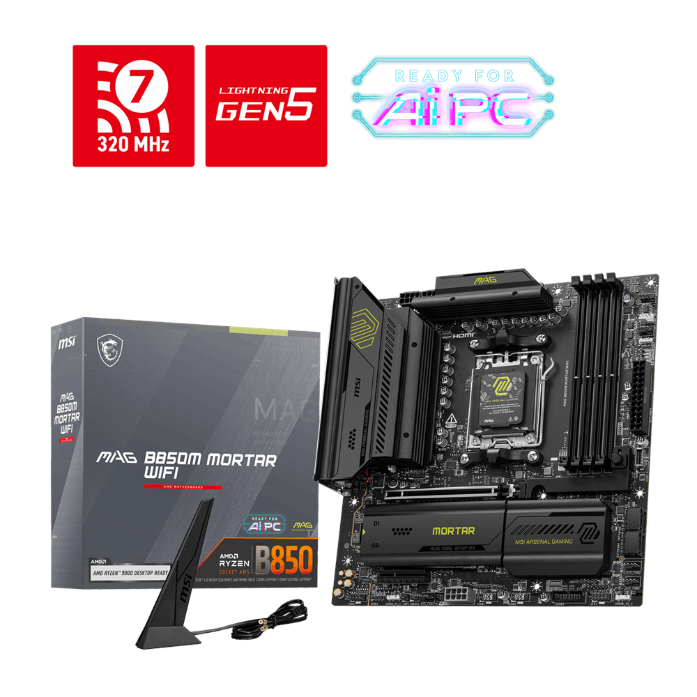 MSI MAG B850M MORTAR WIFI7 DDR5 HDMI-DP PCIE 5.0 AM5 mATX