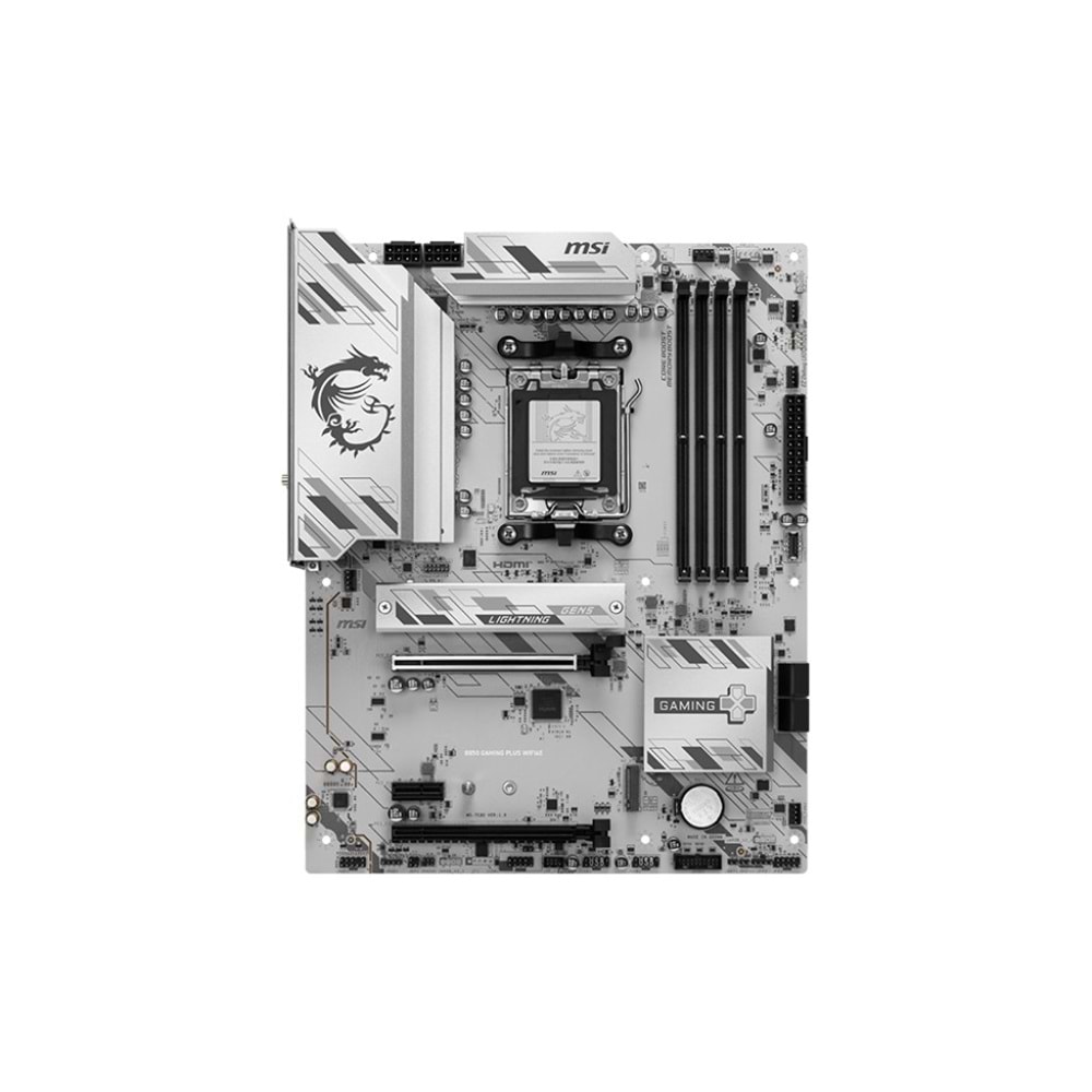 MSI B850 GAMING PLUS WIFI6E DDR5 HDMI-DP TYPEC PCIE 5.0 AM5 ATX BEYAZ