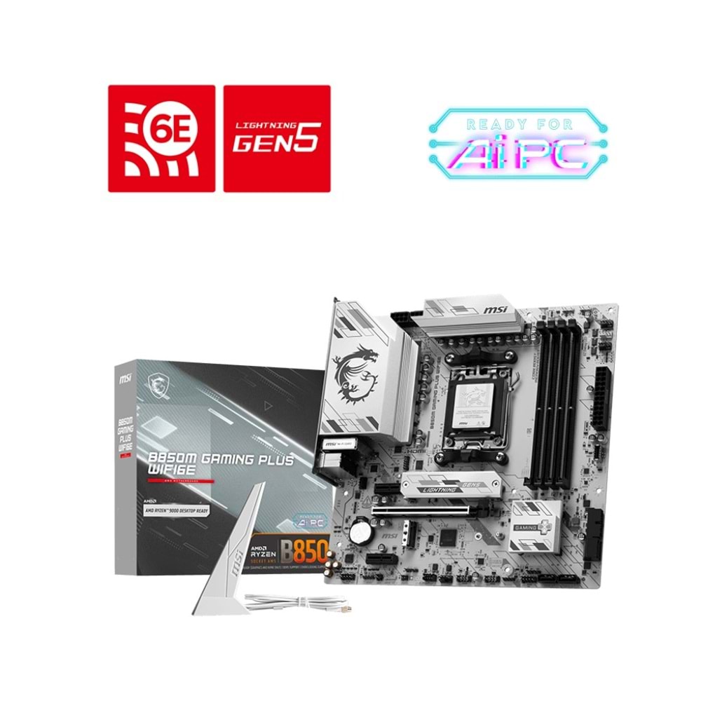 MSI B850M GAMING PLUS WIFI6E DDR5 HDMI-DP TYPEC PCIE 5.0 AM5 mATX 