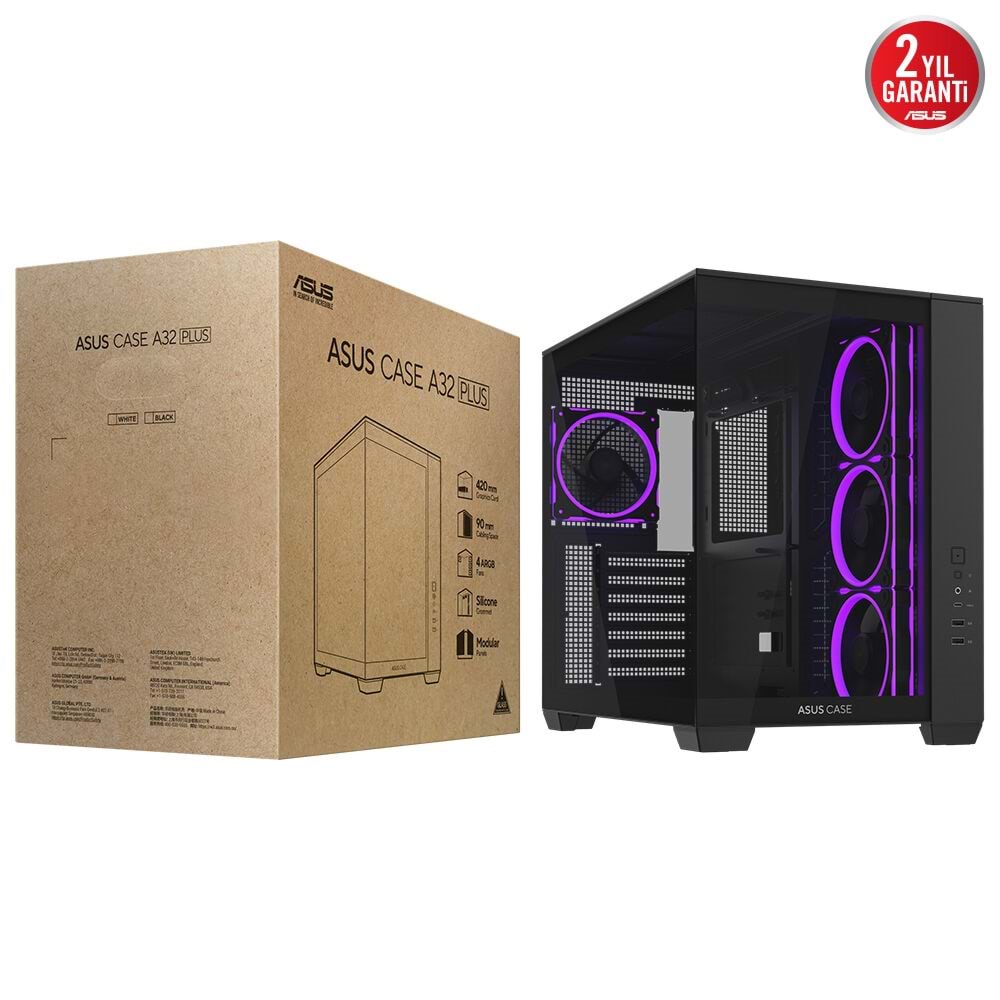 ASUS A32 PLUS TG ARGB Gaming Mid-Tower PC Kasası / 90DC00S0-B19000