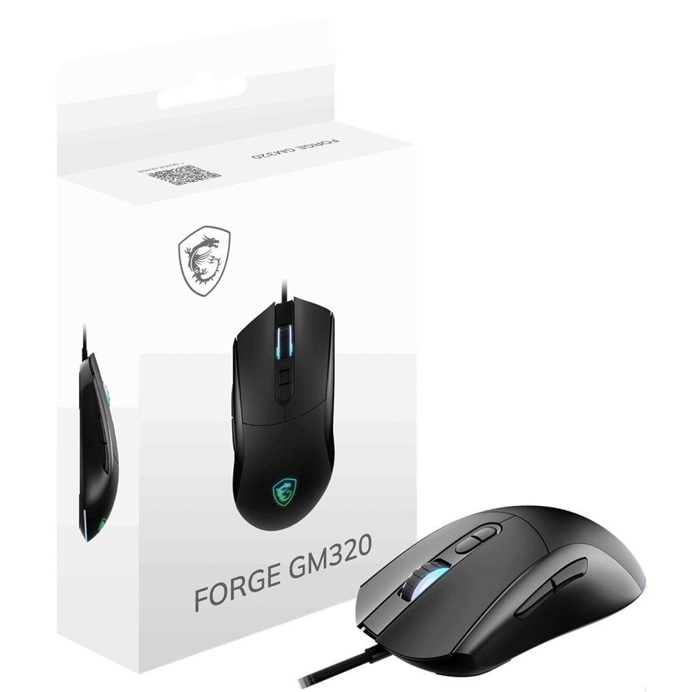 MSI GG Forge GM320 RGB 12800 DPI Kablolu Siyah Oyuncu Mouse