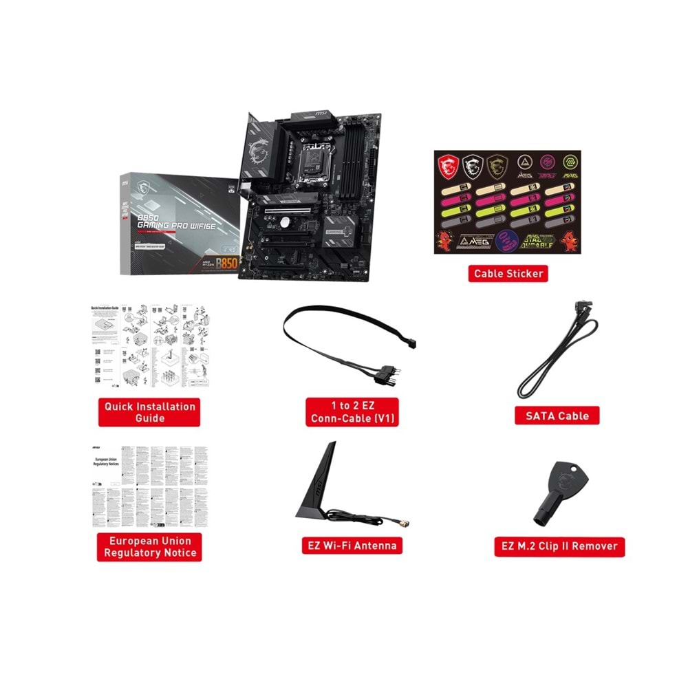 MSI B850 GAMING PRO WIFI6E HDMI-DP TYPEC PCIE 5.0 AM5 ATX