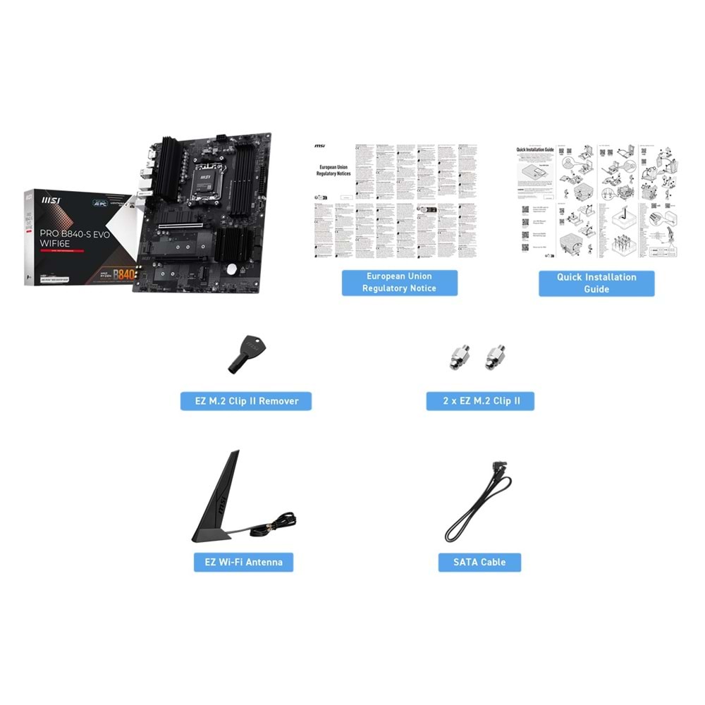 MSI PRO B840-S EVO WIFI6E DDR5 HDMI-TYPEC PCIE 4.0 AM5 ATX