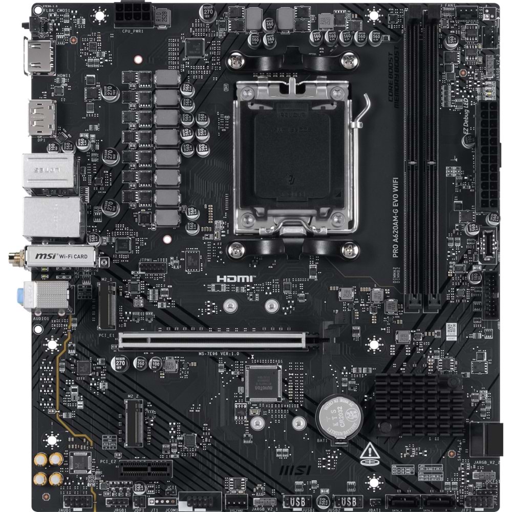 MSI PRO A620AM-G EVO WIFI6E DDR5 HDMI-DP PCIE 4.0 AM5 mATX