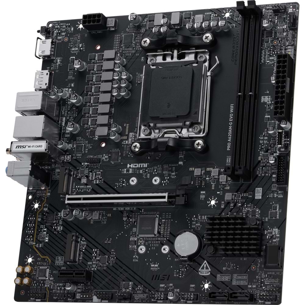 MSI PRO A620AM-G EVO WIFI6E DDR5 HDMI-DP PCIE 4.0 AM5 mATX