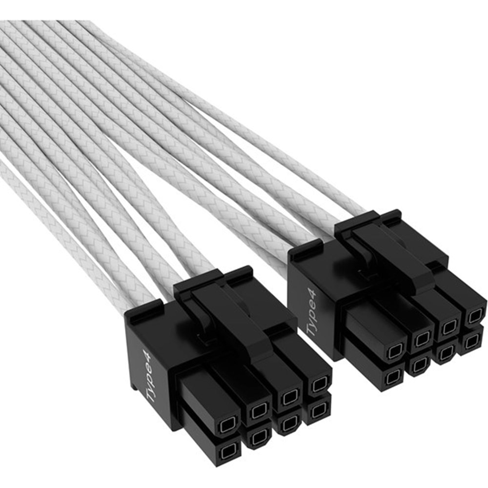 CORSAIR CP-8920332 Premium Kumaş Giydirme 12+4Pin Pcıe Gen 5 12Vhpwr 600W Kablo, Type 4, Beyaz