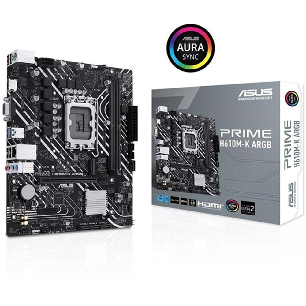 ASUS PRIME H610M-K D4 ARGB DDR4 HDMI PCIE 3.0 1700P MATX