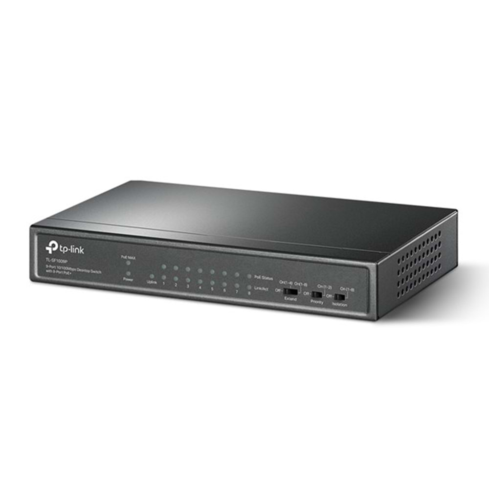  TP-LINK 8-port TL-SF1009P 10/100 Yönetilemez 65w Full PoE Switch