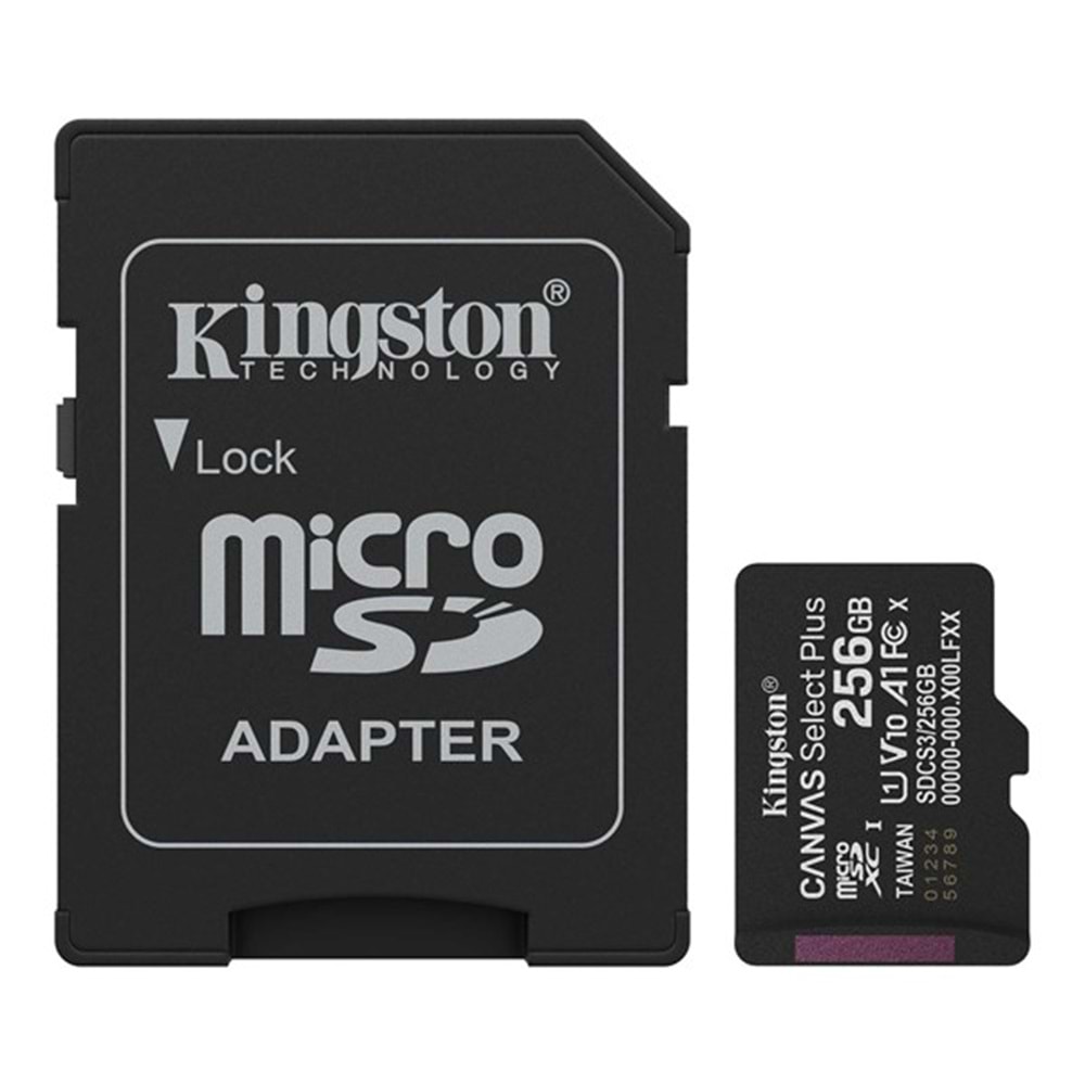 KINGSTON 256GB CANVAS SELECT PLUS DCS3/256GB MICRO-SD HAFIZA KARTI