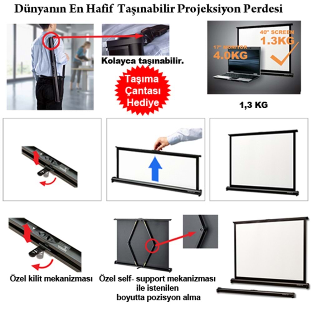 CODEGEN MX-40 81x61 Masaüstü Projeksiyon Perdesi