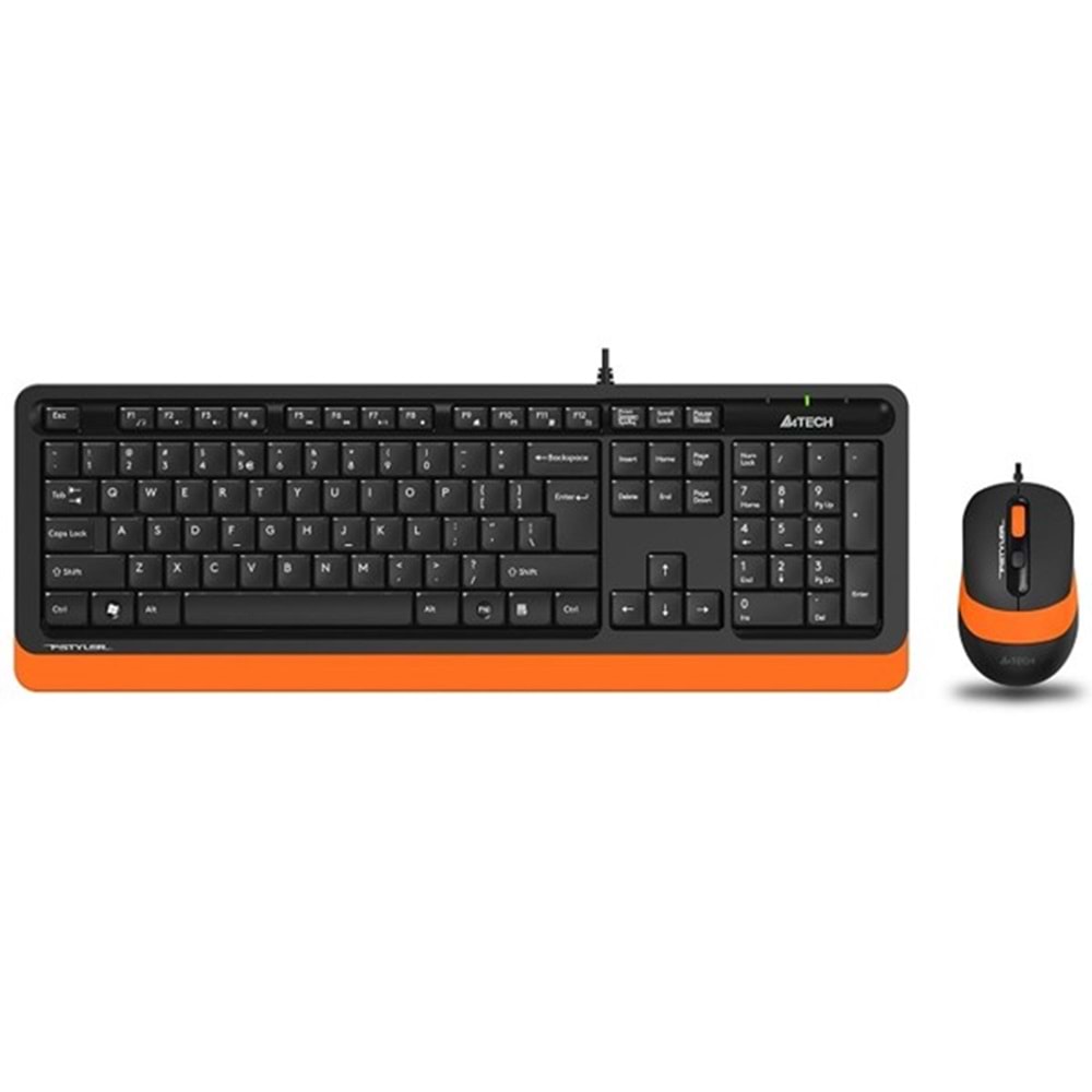 A4TECH F1010 Kablolu USB Q Trk Siyah/Turuncu Klavye - Mouse Set