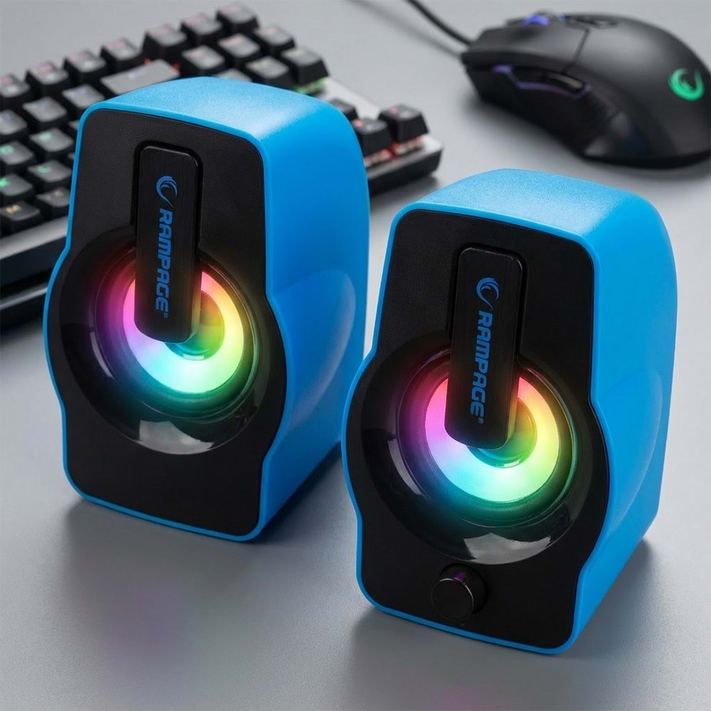 RAMPAGE RMS-G7 Falsetto 1+1 USB Mavi 6w Hoparlör RGB Ledli
