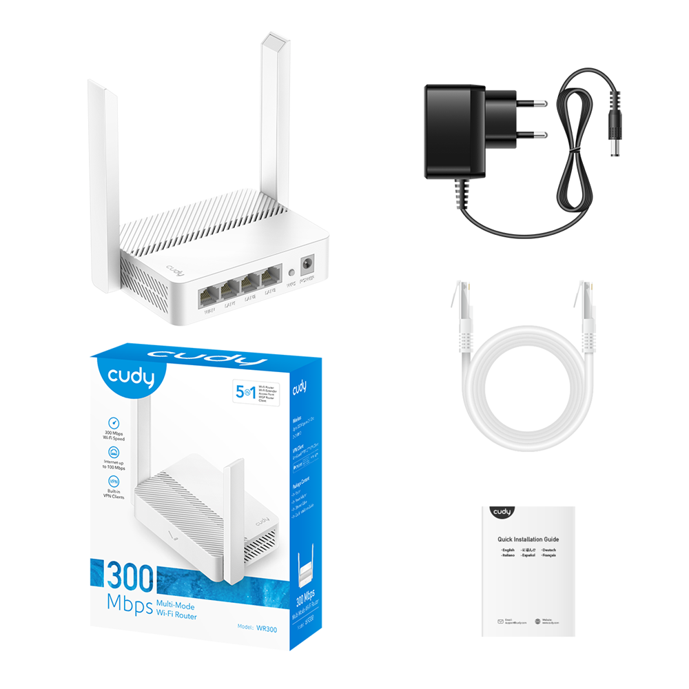 CUDY WR300 4Port 100Mbps 2Anten 300mbps Ev Ofis Tipi Wıfı Router