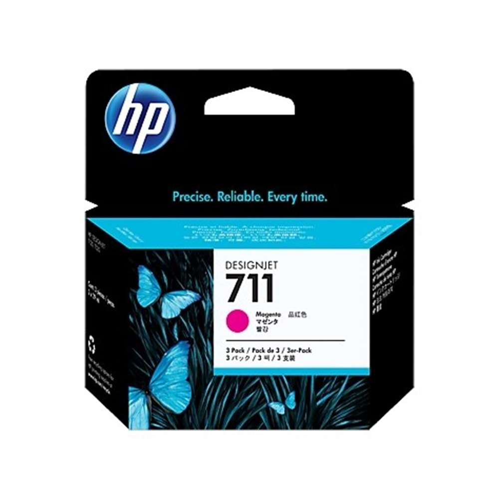 Hp Cz135a (711) Macenta 3 Lu Paket 29 Ml Genıs Format Murekkep Kartusu