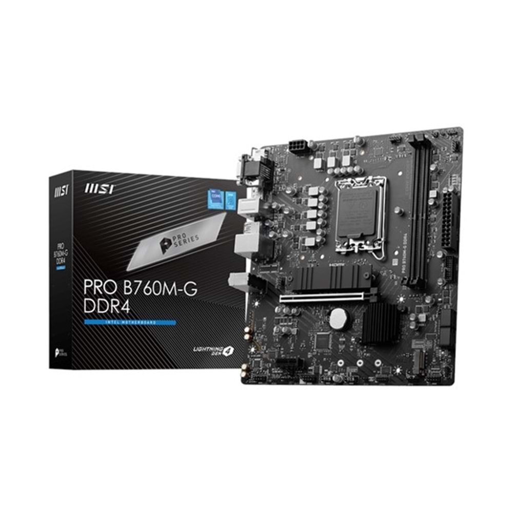 Msı Mb Pro B760m-G Ddr4 Soket 1700 Ddr4 5333Mhz(Oc) Pcı-E Gen4 2X M.2 Usb3.2 Dp Hdmı 1X2.5G Lan Matx
