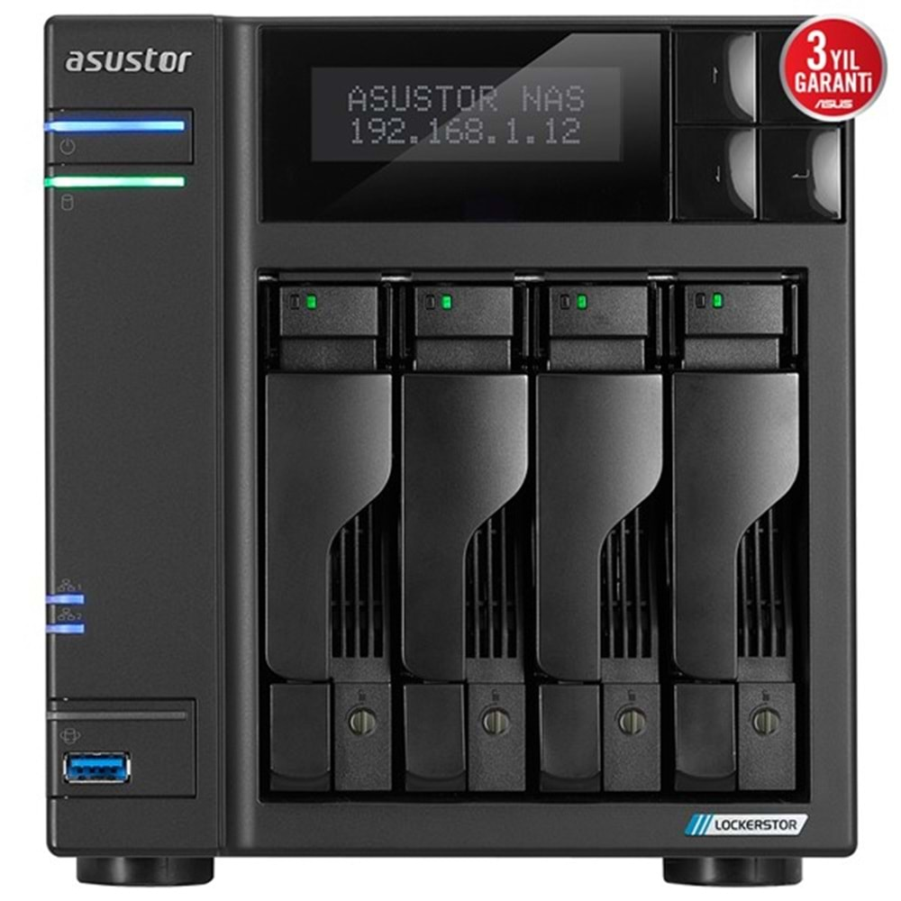 ASUSTOR LOCKERSTOR 4 Gen2 AS6704T-4GB CELERON N5105-4GB RAM-4diskli Nas Server (Disksiz)