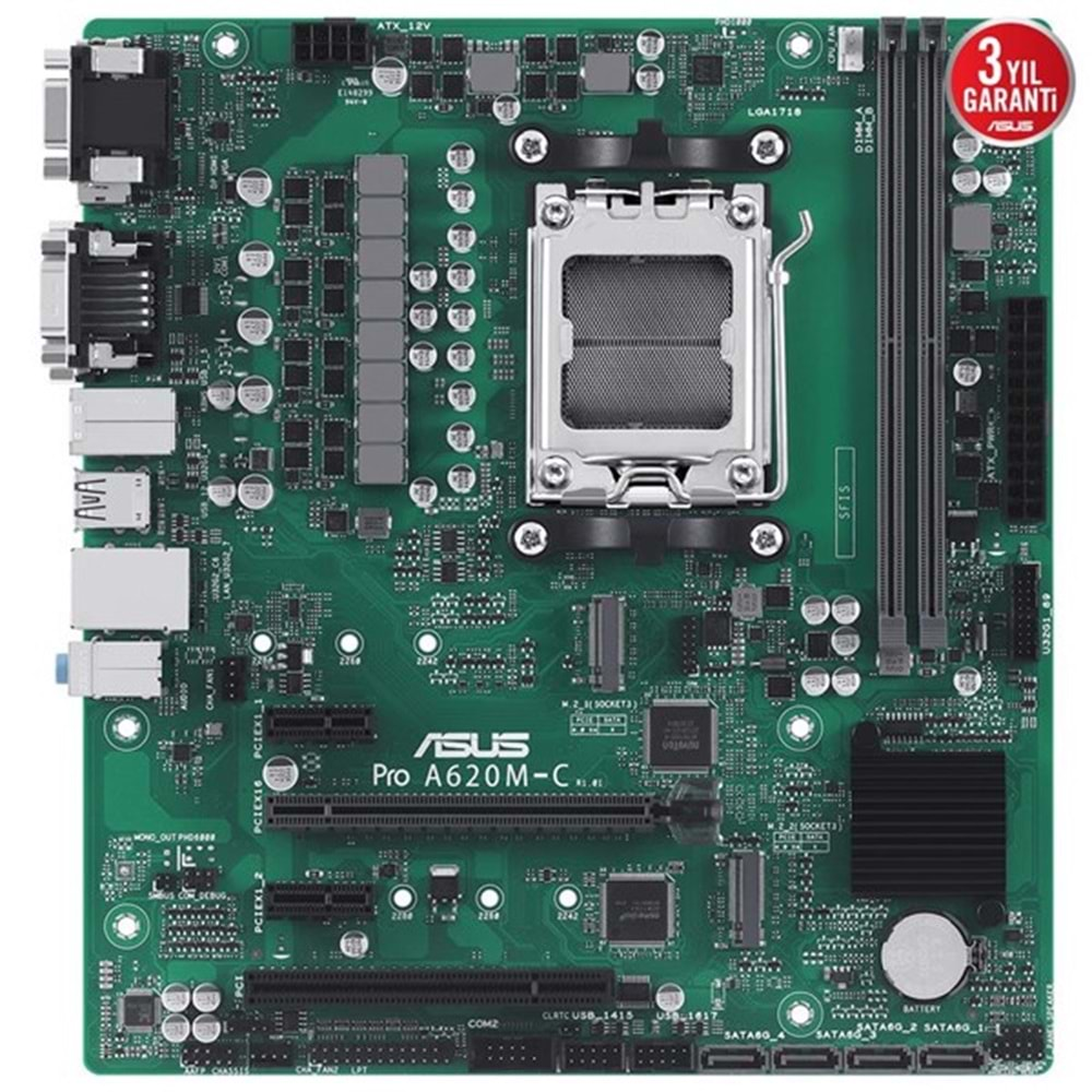 ASUS PRO A620M-C-CSM DDR5 HDMI-DP-DVI PCIE 4.0 AM5 KURUMSAL ANAKART