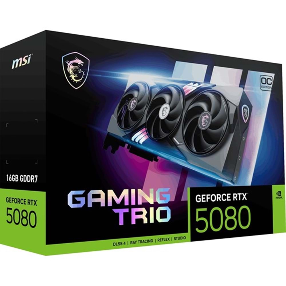 MSI RTX 5080 16GB GAMING TRIO OC 16GB GDDR7 256BİT HDMI-DP PCIe5.0 MSI RTX 5080 16GB GAMING TRIO OC 16GB GDDR7 256BİT HDMI-DP PCIe5.0