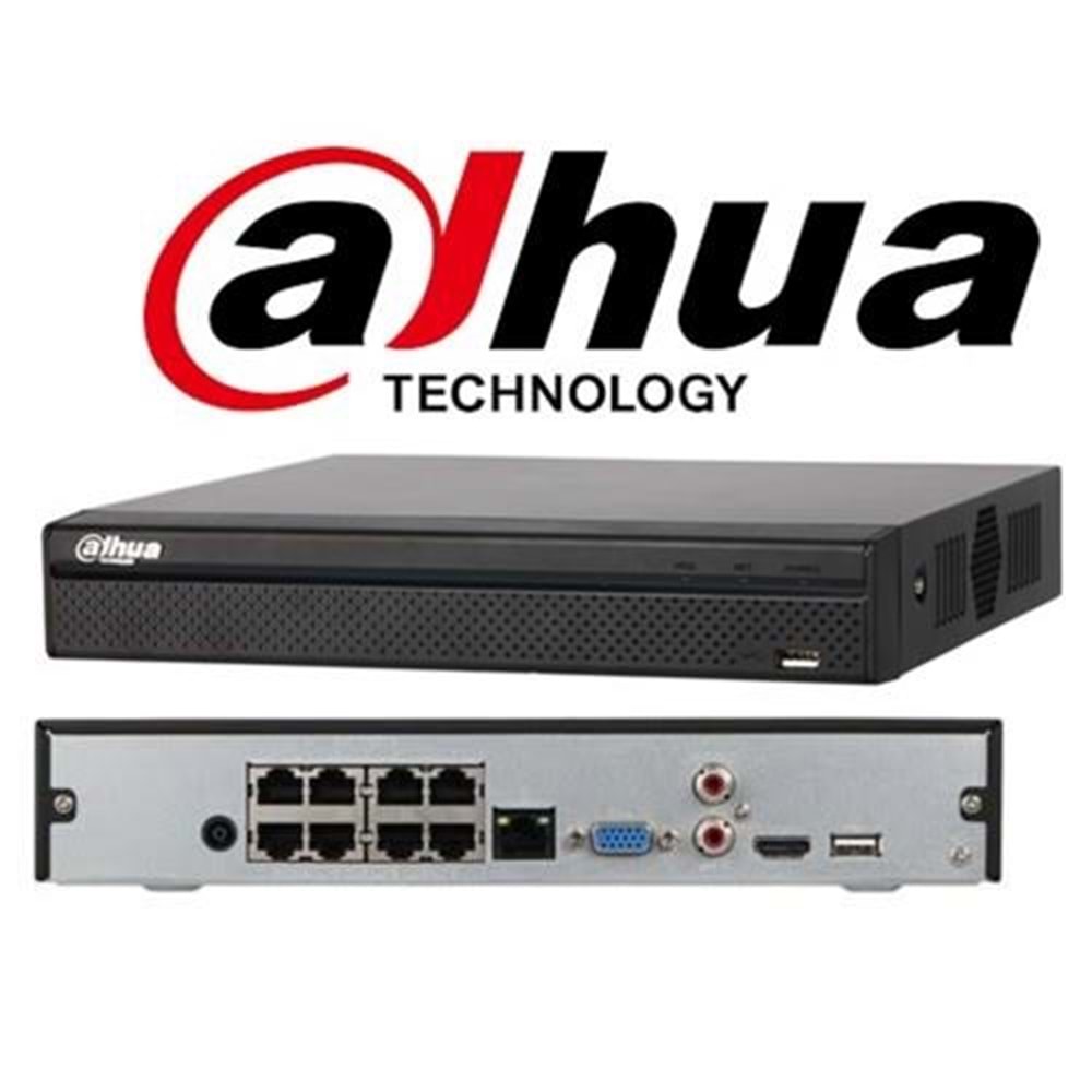 DAHUA 8kanal 8mp 1-diskli PoE NVR Kayıt Cihazı NVR2108HS-8P-T