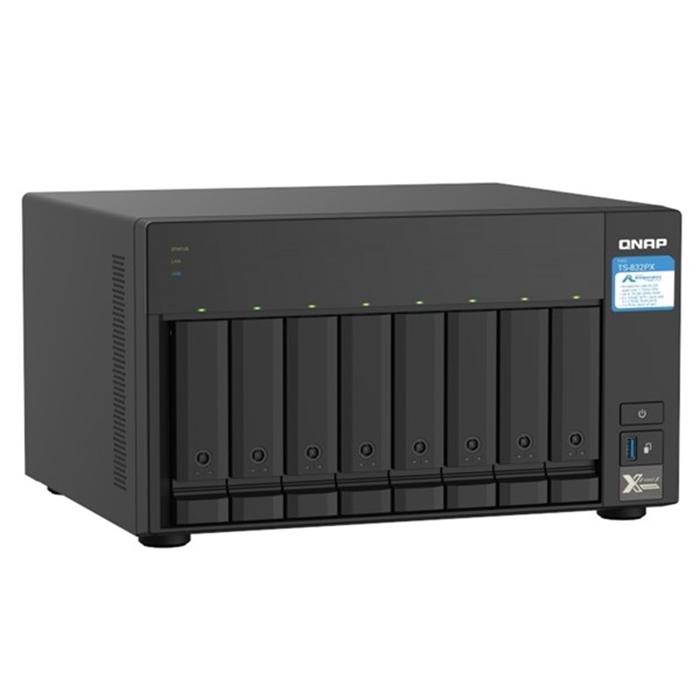 QNAP 8diskli Alpine AL324 QC-4GB RAM-10GbE SFP+ Nas Server TS-832PX