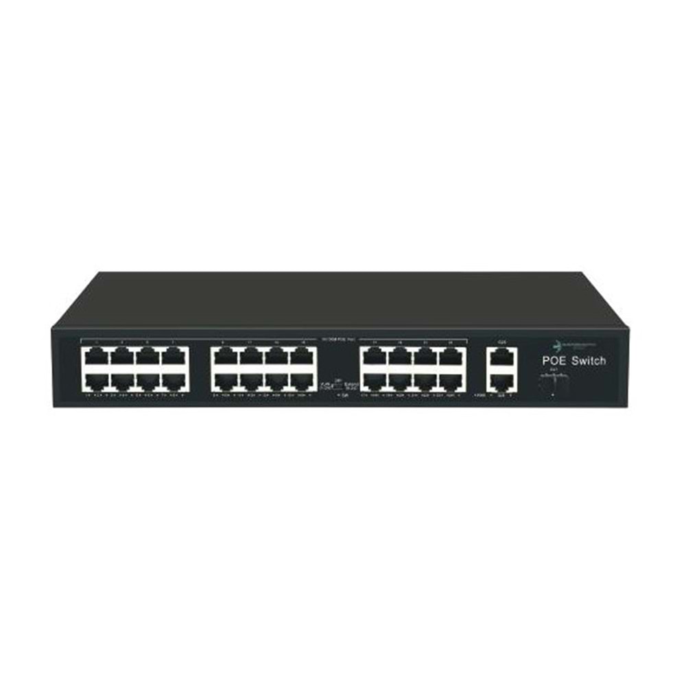 ODS 24port PoE 300w 1-SFP 2-Uplink 10/100 Yönetilemez Switch 08ODS-24P2U1S-300