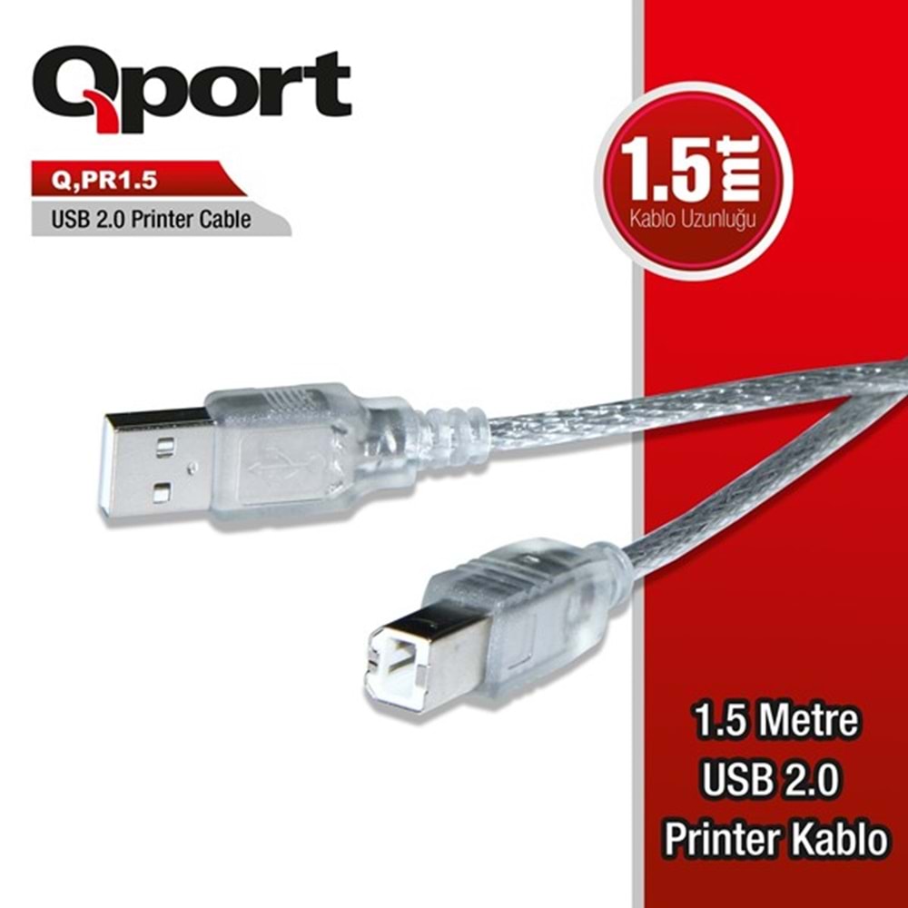 QPORT 1.5 metre Q-Pr1.5 Yazıcı Kablosu 2.0v