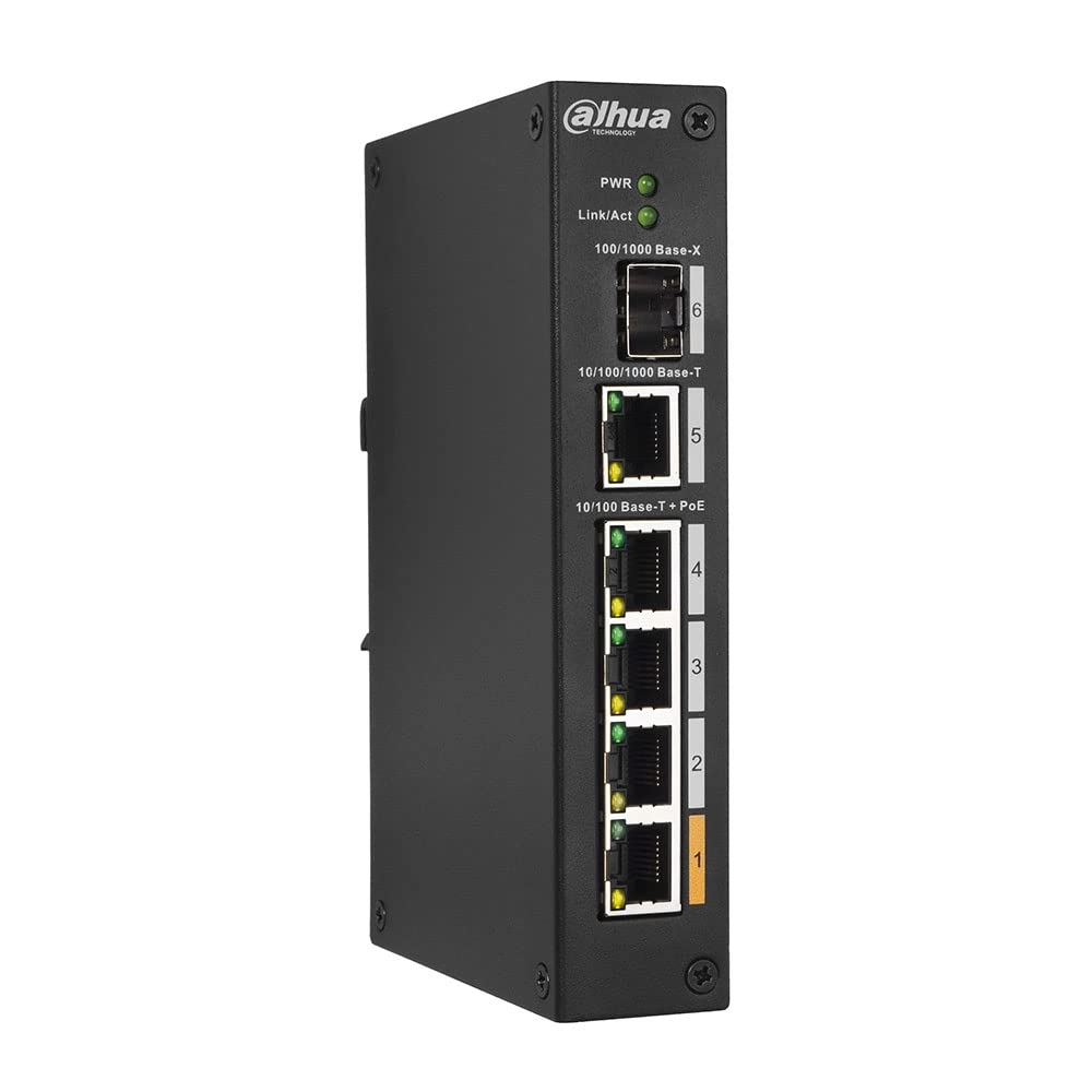 DAHUA 4port PoE 60w 1-SFP 10/100 Yönetilemez Endüstriyel Switch PFS3106-4ET-60