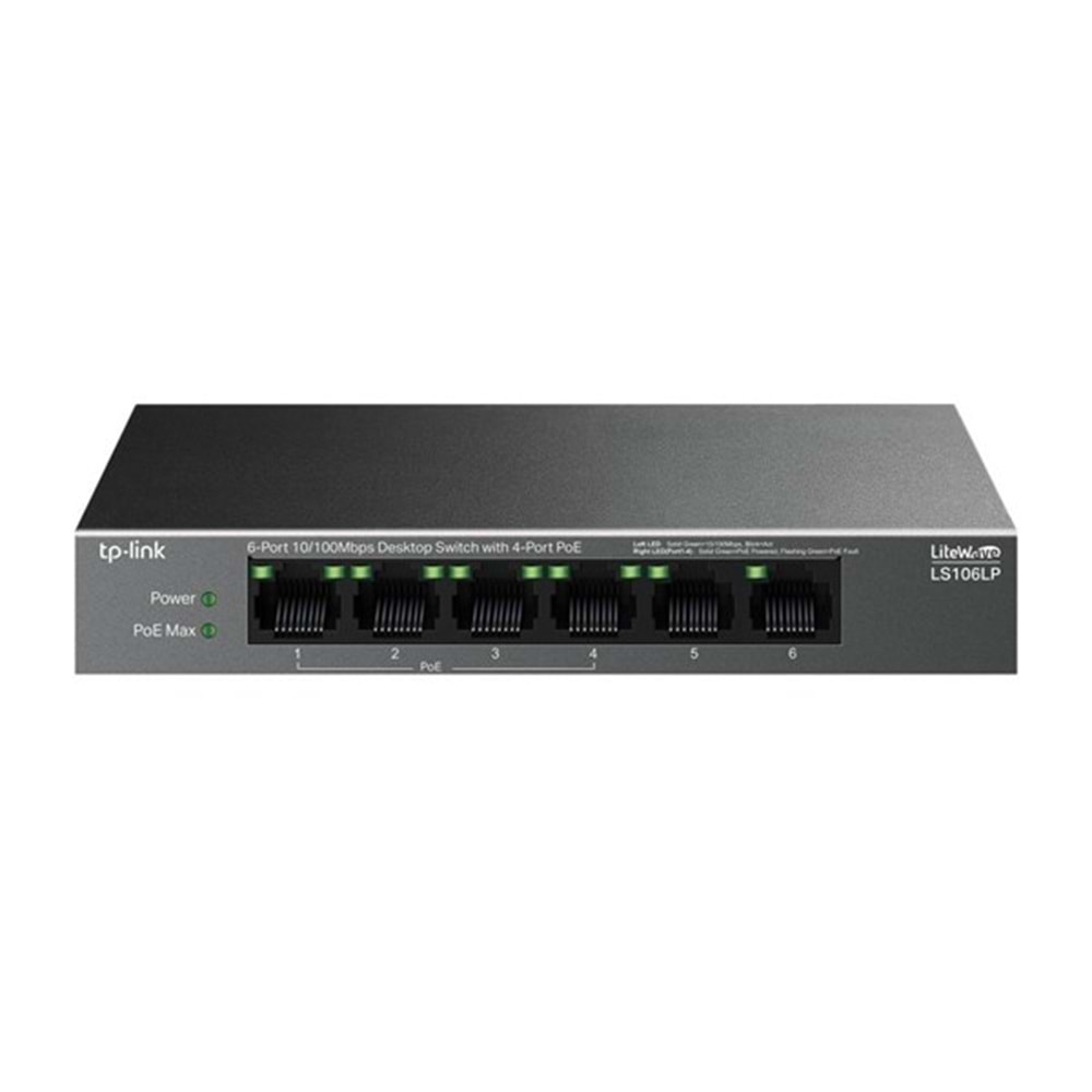 TP-LINK 6port 41w 4port PoE 10/100 Yönetilemez Switch LS106LP