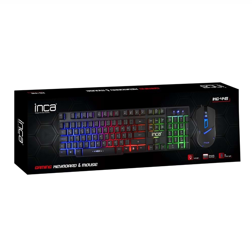 INCA IKG-448 USB Q Trk RGB Led Aydınlatmalı Mekanik Hisli Siyah Gaming Klavye - Mouse Set