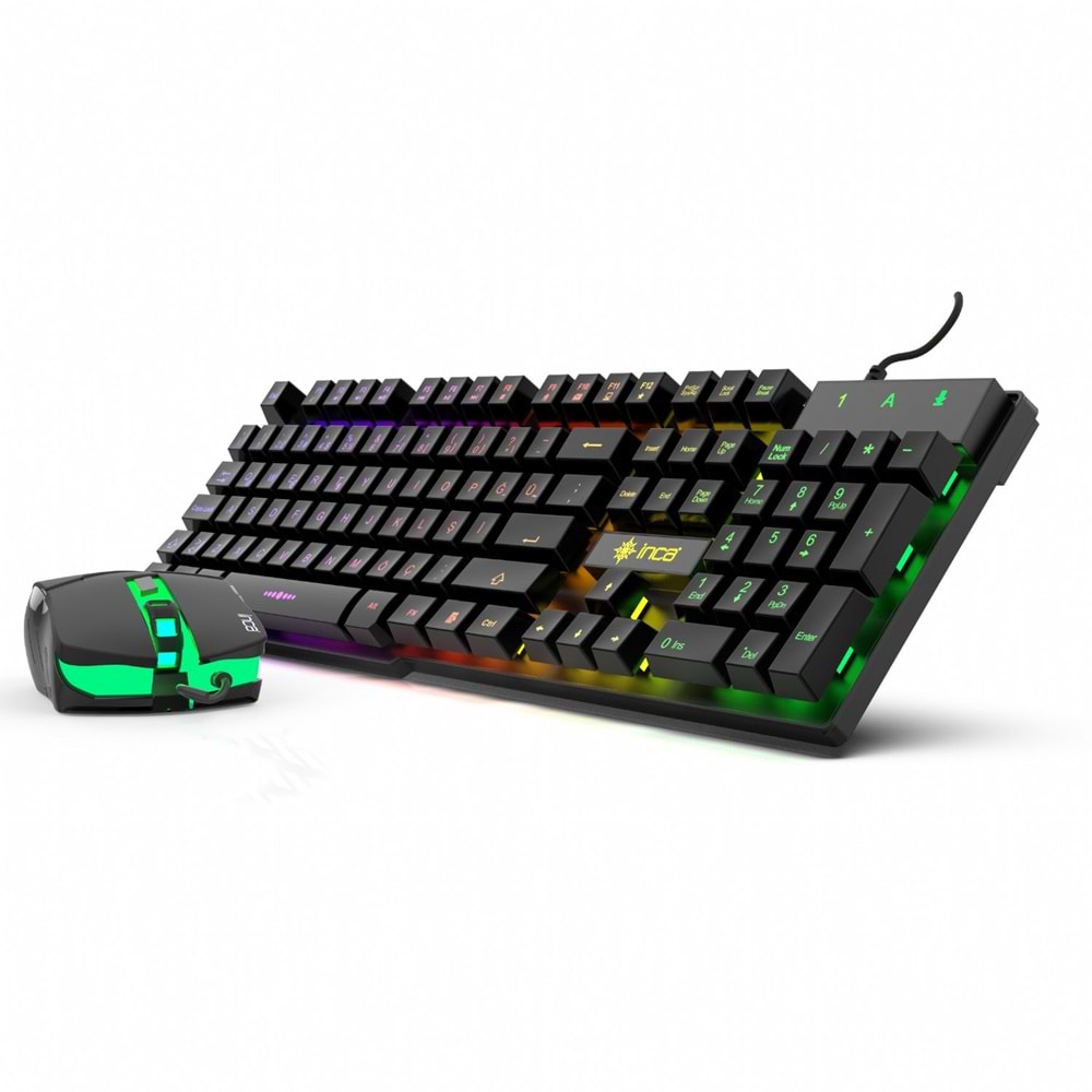 INCA IKG-448 USB Q Trk RGB Led Aydınlatmalı Mekanik Hisli Siyah Gaming Klavye - Mouse Set