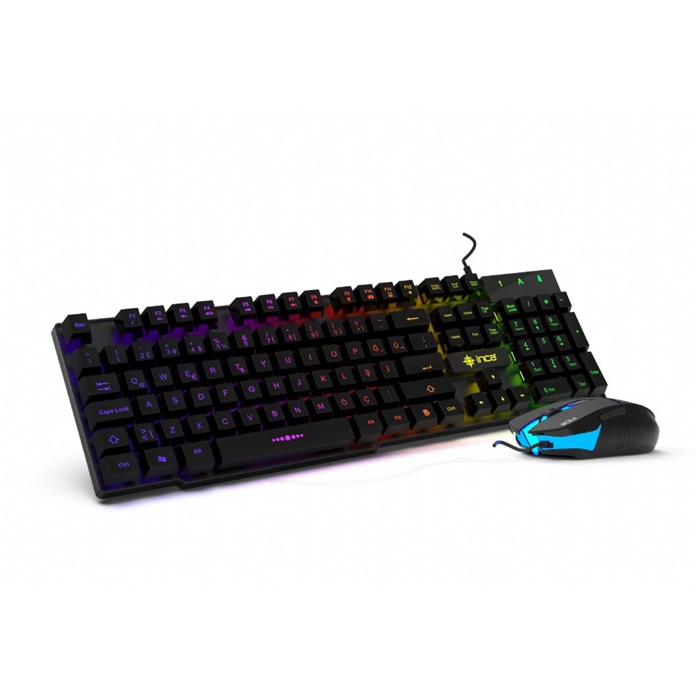 INCA IKG-448 USB Q Trk RGB Led Aydınlatmalı Mekanik Hisli Siyah Gaming Klavye - Mouse Set