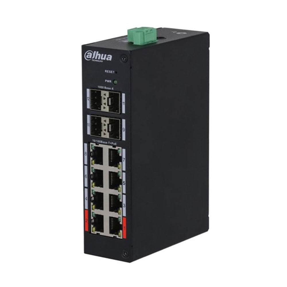 DAHUA 8port PoE 120w 4-SFP 10/100 Yönetilebilir Endüstriyel Switch HS4412-8ET-120