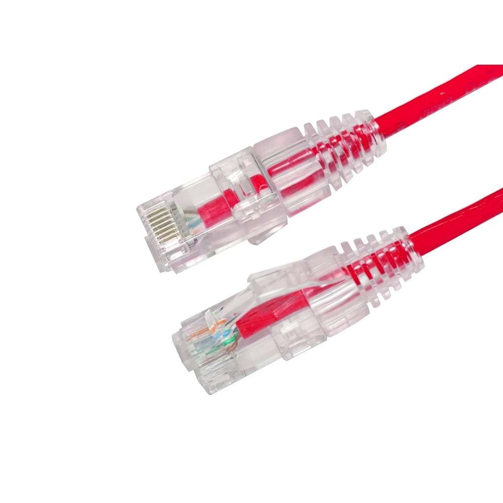 AGER 0.15metre CAT6 Utp Slim AWG28 AC-602-0015/R Kırmızı LSZH Patch Kablo (10'lu Paket)