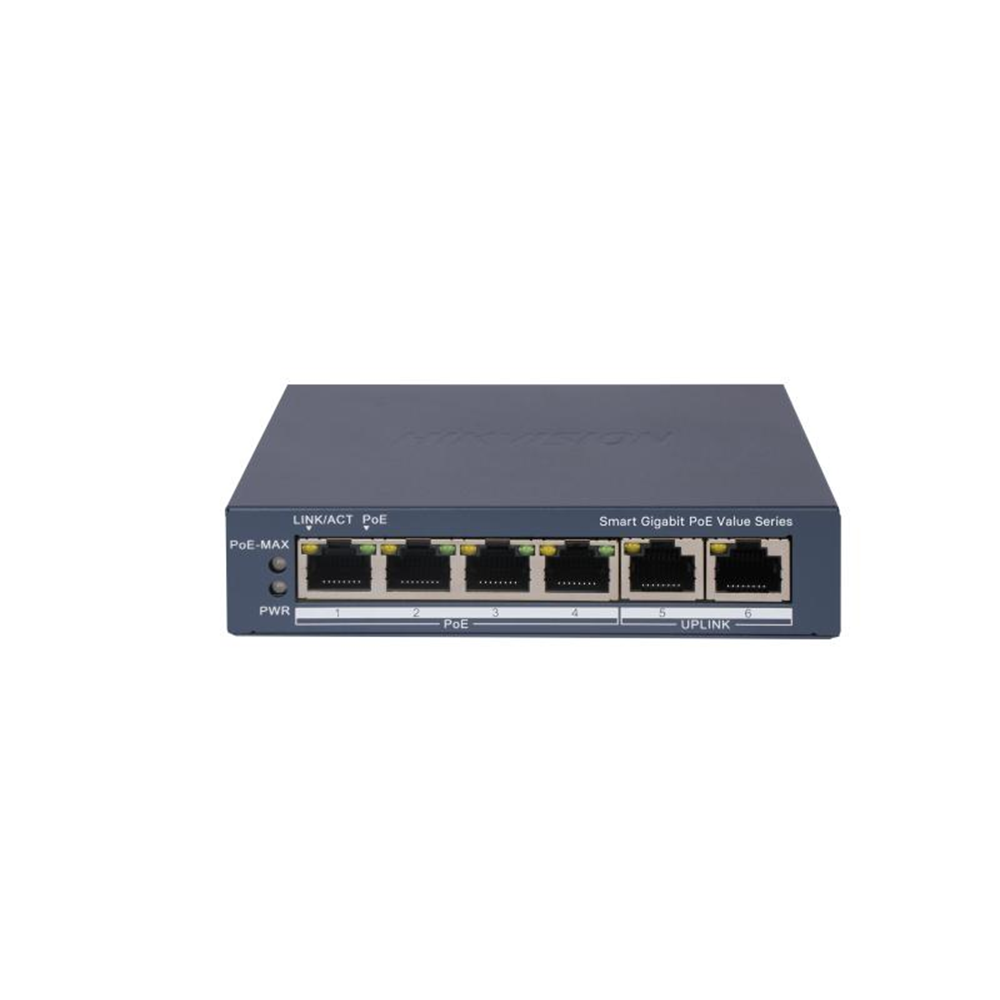 HIKVISION 4port PoE 30w 2-Uplink Gigabit Yönetilemez Switch DS-3E1506P-EI/M