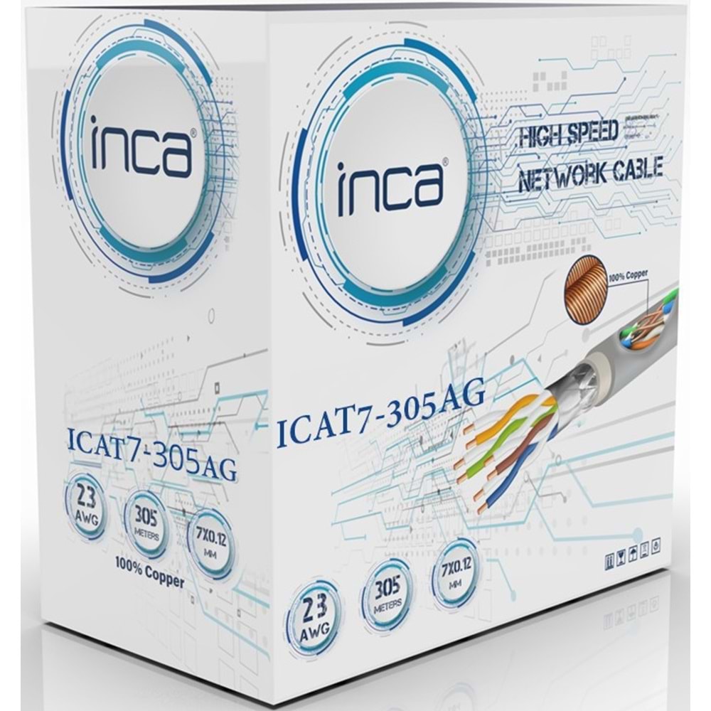 INCA 305metre CAT7 S-FTP 23AWG Saf Bakır LSZH Kablo ICAT7-305AG