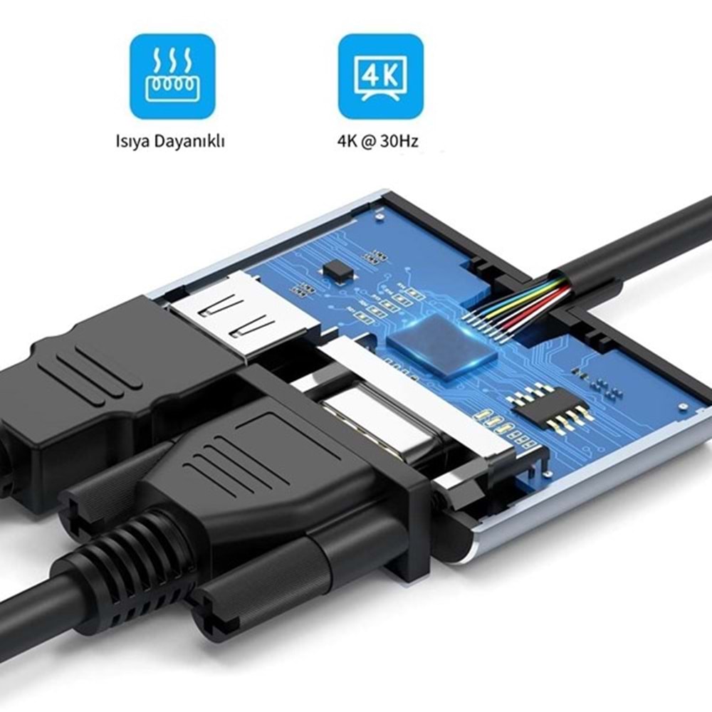 INCA ITPC-06T 0.15metre TYPE-C - HDMI_VGA(D) Görüntü Adaptörü Gümüş 100W