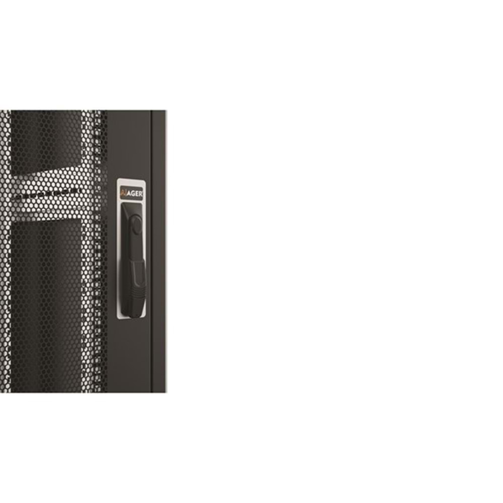 AGER 26U + 2li Fan 800x1000mm Dikili Tip Siyah Kabinet Vega AG-VB26U8010S1-BAAA-A-M1 Cam Kapak