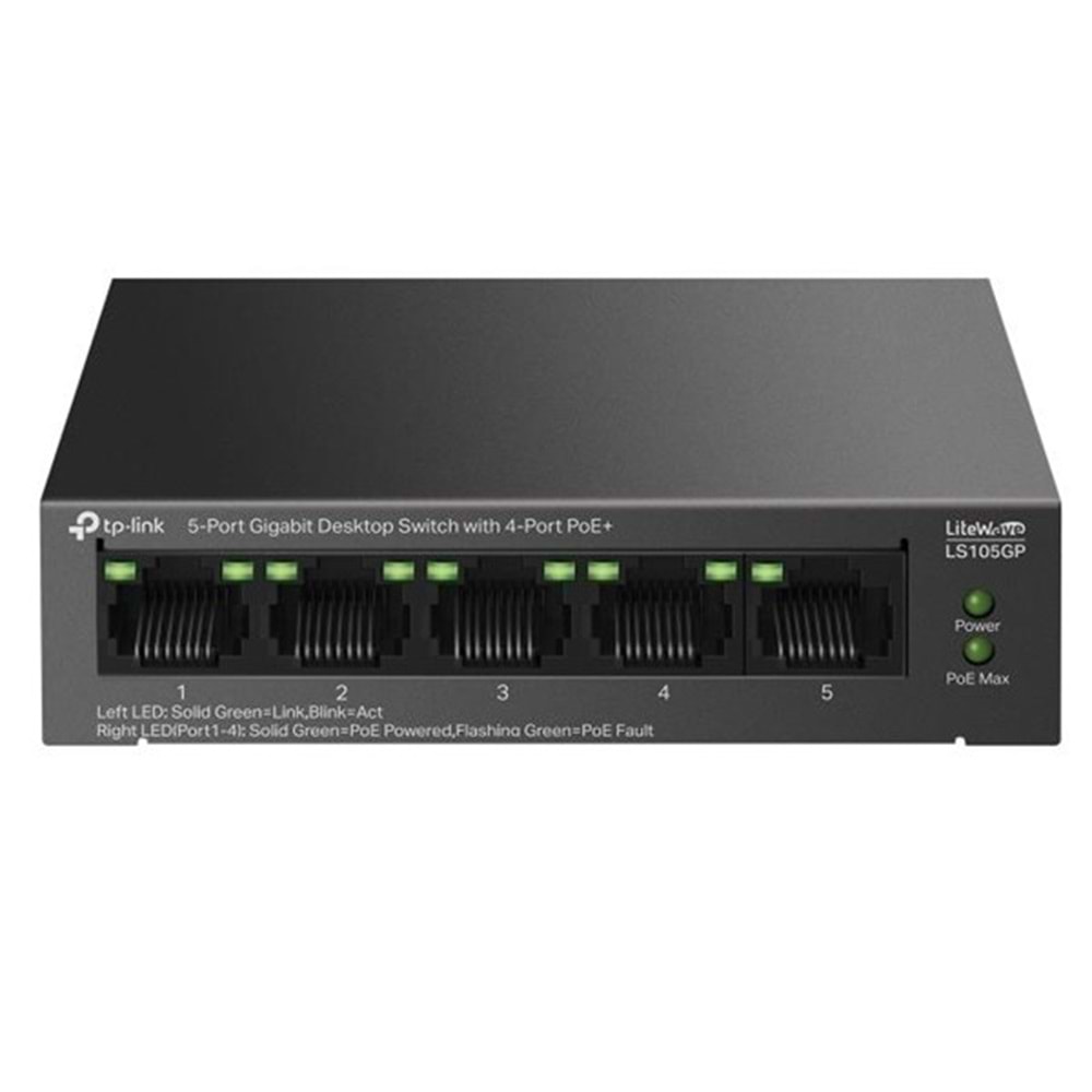 TP-LINK 5port-4port PoE 65w Gigabit Yönetilemez Switch LS105GP