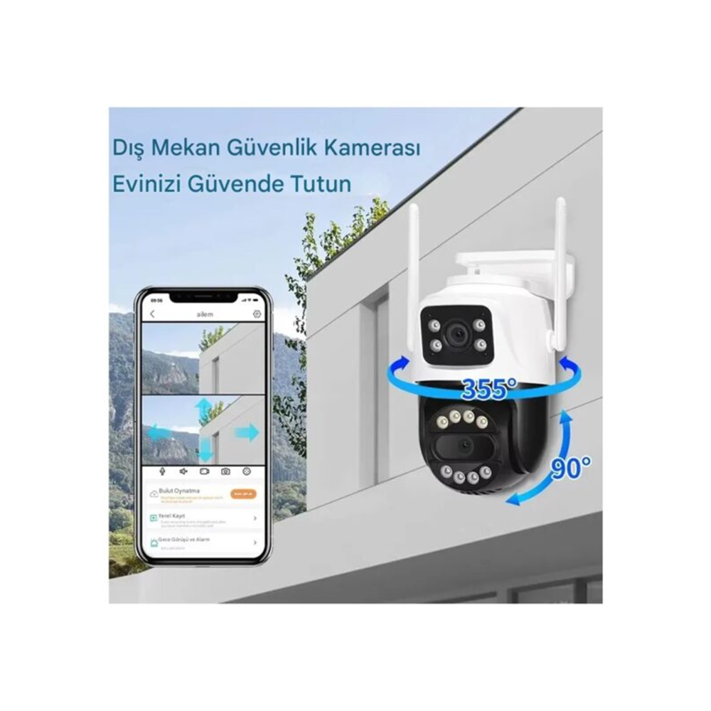AVENIR 4MP PTZ Speed Dome Çift Kameralı Wıfı Kablosuz IP Kamera AV-S304