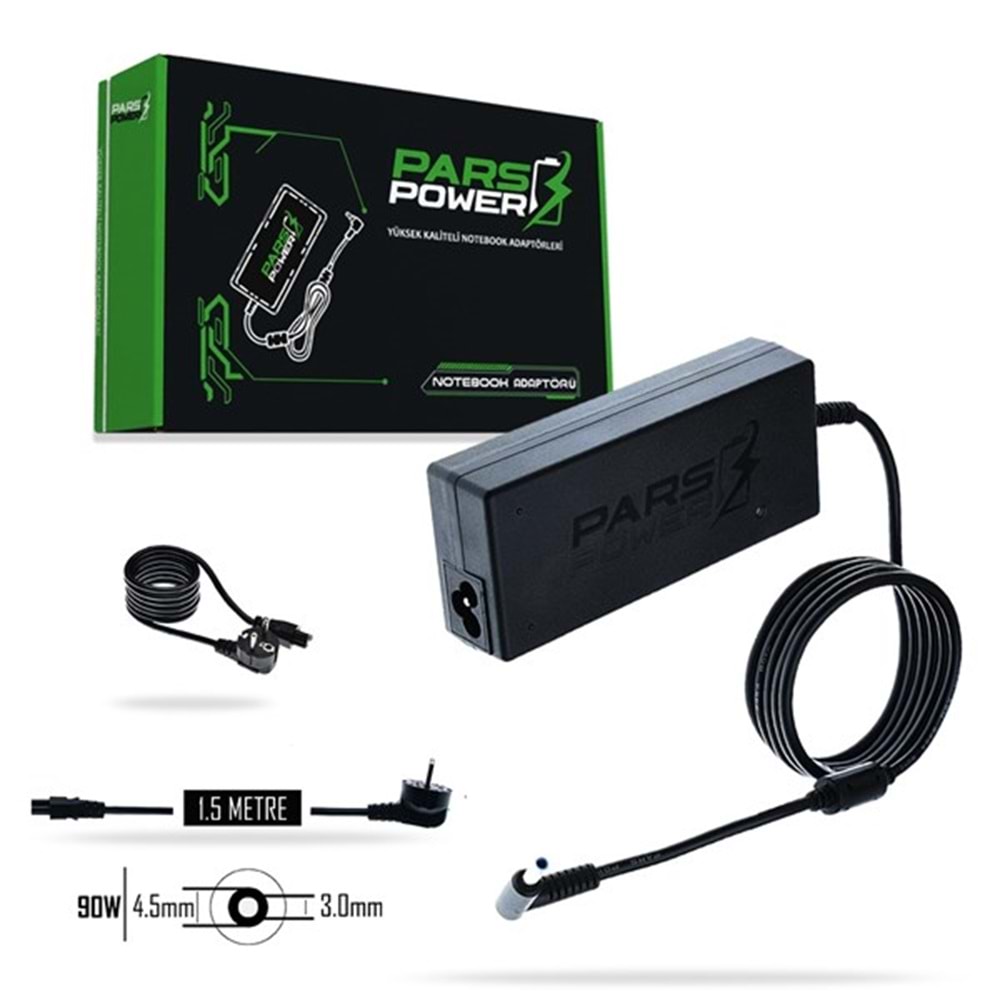 PARS POWER PRS-025 90W 19.5V 4.62A- 4.5*3.0MM Siyah Notebook Adaptörü