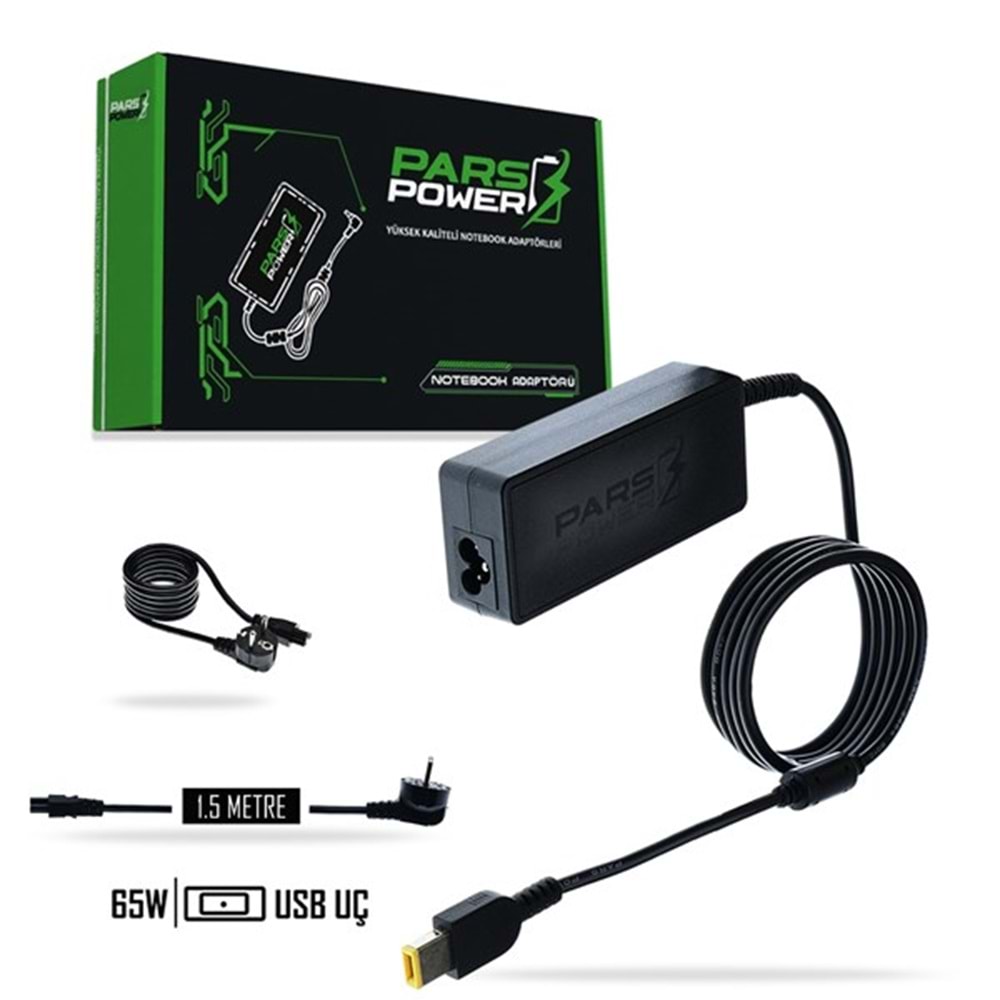 PARS POWER PRS-043 65W 20V 3.25A- (USB) Siyah Notebook Adaptörü