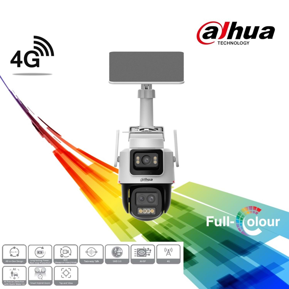 DAHUA 3+3MP PT Speed Dome WizColor 4G Solar IP Kamera IPC-PTS2649C-3E3Z-4GB20