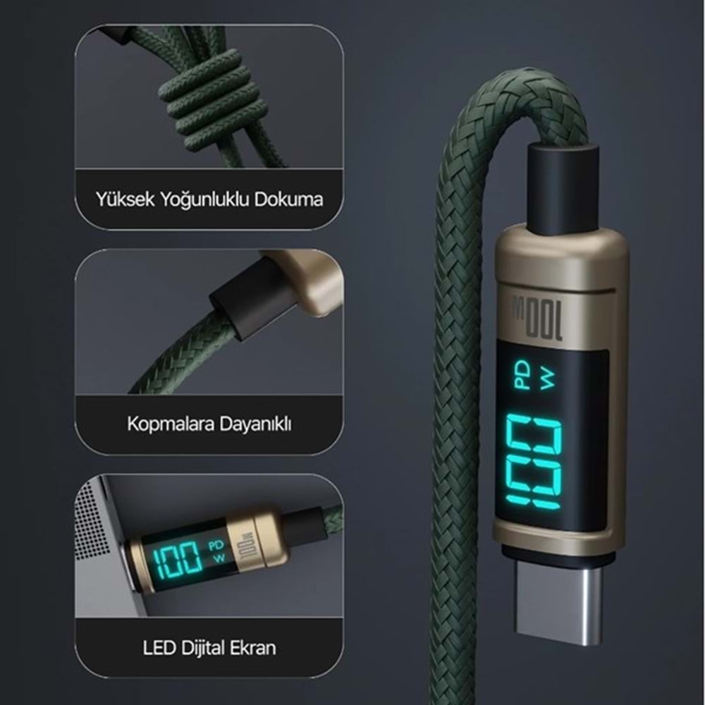 BIX 1metre BX09CC-BN 100w Dijital Ekranlı Şarj Kablosu Bronz