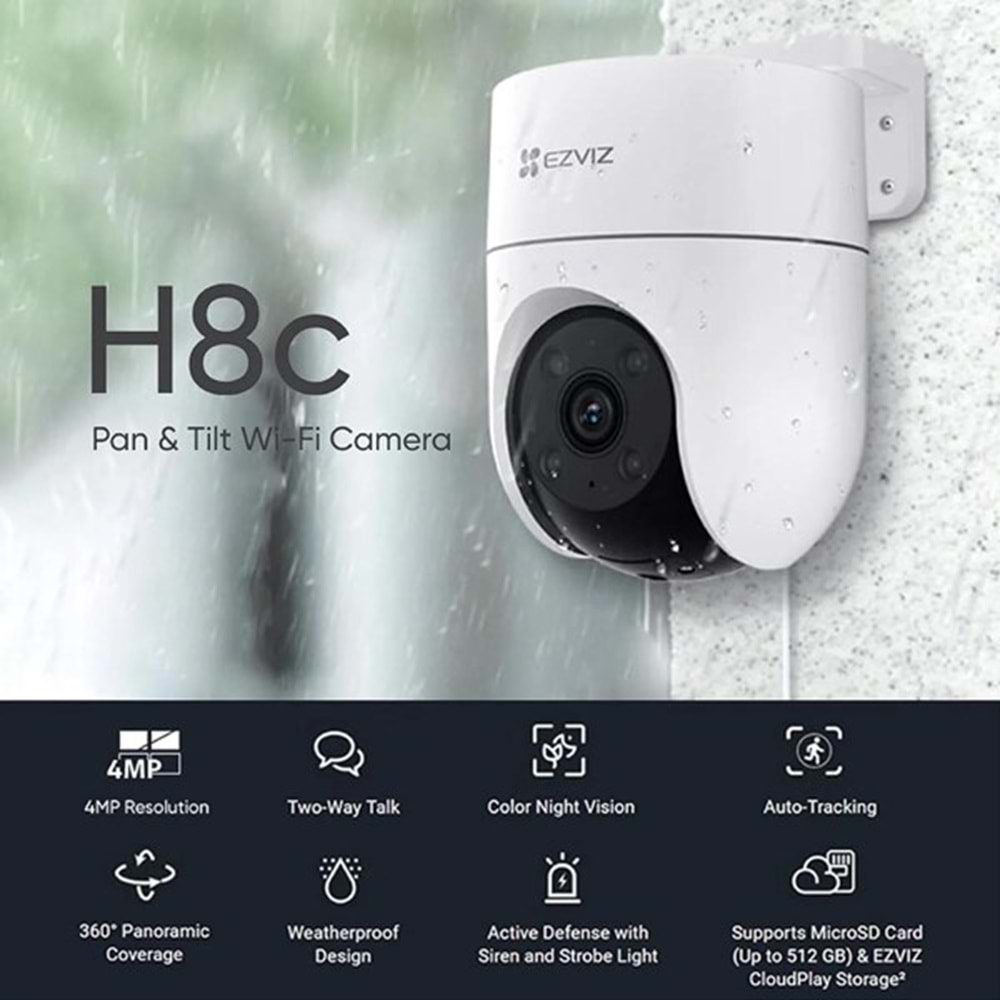 EZVIZ 2MP Dome 4mm Wıfı Kablosuz IP Kamera H8C