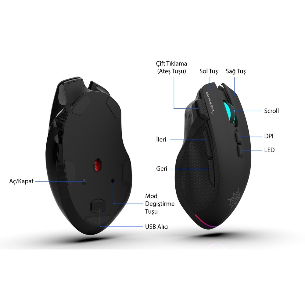 INCA IMG-GT22 Kablosuz + Bluetooth Siyah Gaming Mouse