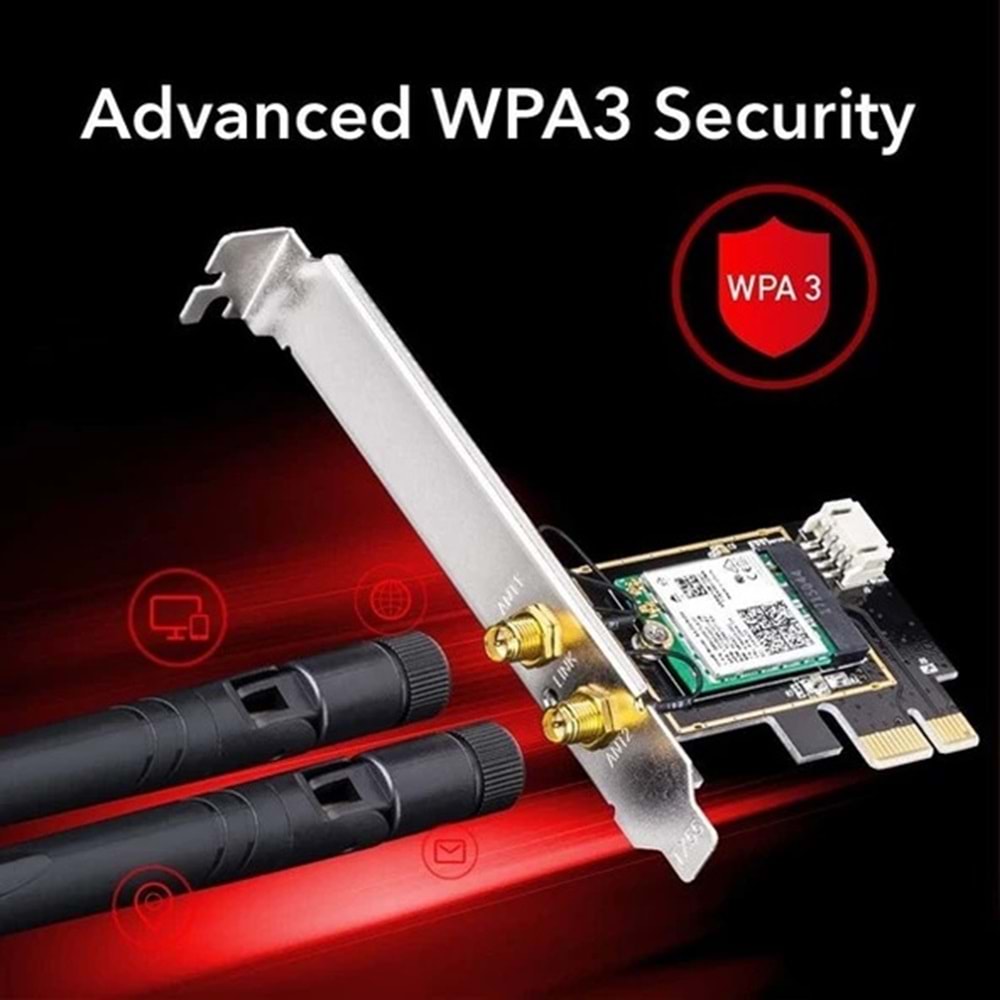 CUDY WE3000 AX5400 WIFI-6E Bluetooth PCI-E 5.3 Kablosuz Adaptör