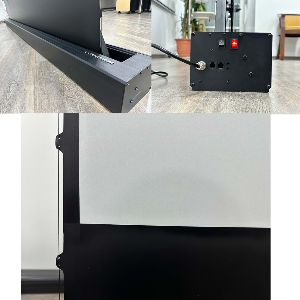 CODEGEN 212x123 cm Taşınabilir Portatif Elektrikli Pull Up Floor Screen Projeksiyon Perdesi PEX-200