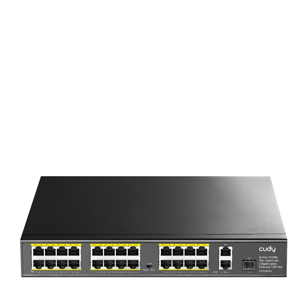 CUDY 24port PoE 300w 1-SFP 2-Uplink Gigabit Yönetilemez Switch FS1026PS1